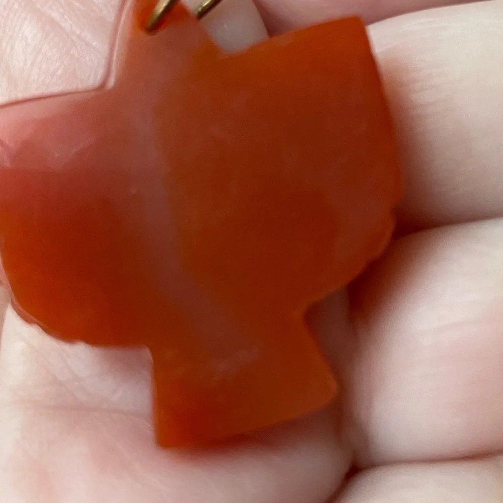 Tova Malibu - Carnelian With Turquoise Heart Bezel Thunderbird Pendant - Picture 10 of 11